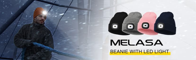 MELASA Unisex Hat with Light, USB Rechargeable Hands Free Headlamp LED Beanie, Winter Gifts for Men Dad Father Husband Him