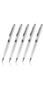 Cambond Ballpoint Pens Bulk Pens - Sliver Metal Pen Nice Luxury Pens for Men Business Office Police Comfortable Writing Twist Retractable 1.0 mm Medium Point Nice Pen, 5 Pack (Silver)