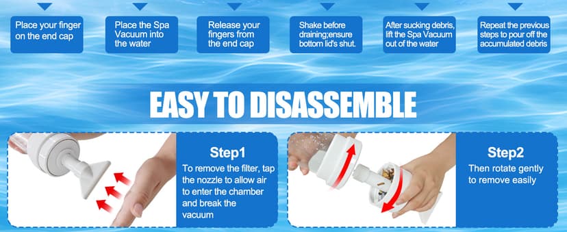 Paradise Power Spa Vac 6250 Compatible HotTub Vacuum-Cordless, No Batteries, Sucks UpRocks, Leaves in Spas, Hot Tubs, Pool Steps