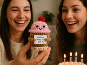 Happy Birthday Gift for Women - Tiny Cupcake With 30 Sweet Birthday Cards | Funny Gift Idea for Women for 16th, 21 Year Old, 30th Birthdays | Cute Bday Party Decor for Friends, Teens, Daughter, Sister