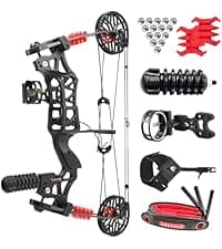 AMEYXGS Archery E8 Compound Bow Set for Adults and Teens RTH Hunting and Target Practice 19”-30” Draw Length,19-70 Lbs Draw Weight,up to IBO 320 fps,Limited Life-time Warranty