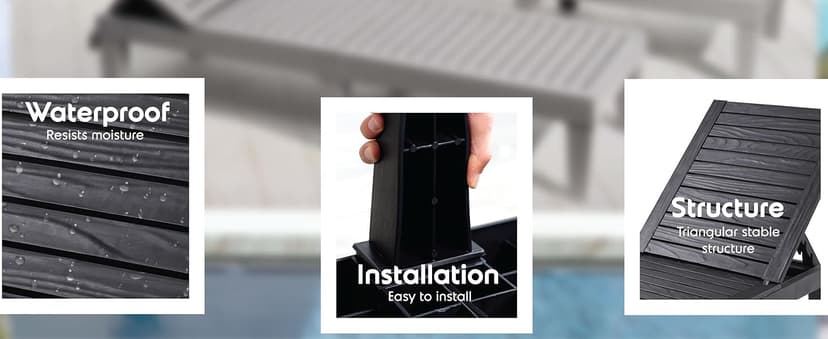 Nestl Patio Chairs - Black Chaise Lounge Chair Outdoor, 5-Position Adjustable Sun Tanning Chair, Waterproof Pool Lounge Chairs Set of 2, Reclining Lawn Chair, Lightweight Outdoor Lounge Chairs