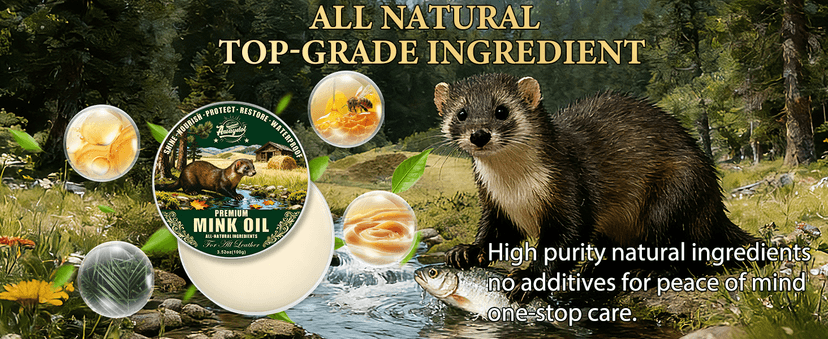 Awaydol 4-in-1 Mink Oil Leather Conditioner and Cleaner 3.52 oz - Premium Waterproof Formula for Leather Cowboy Boots,Shoes,Saddles & Bags with Horsehair Brush, Sponge & Microfiber Cloth