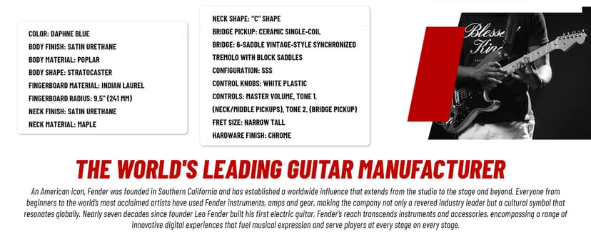 Fender Squier Stratocaster Electric Guitar - Daphne Blue Bundle with Amplifier, Gig Bag, Cable, Strap, Picks, and Austin Bazaar Instructional Video