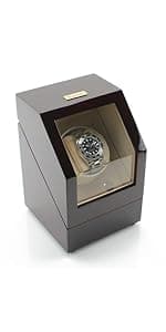 Heiden Double Watch Winder in Walnut - Automatic Watch Window for 2 Watches - Japanese Motor - Zero Magenetization - Use Batteries or Adapter Dual Watch Winder for Automatic Watches for Rolex