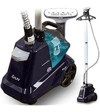 True & Tidy® Heavy Duty Auto Shut-off Commercial Full-Size Garment Steamer, Smart Water Sensor with Beep Alert, 3 Steam Settings, XL 2.9L Tank, 1800 watts, 90+min of Continuous Steam (White, Smart)