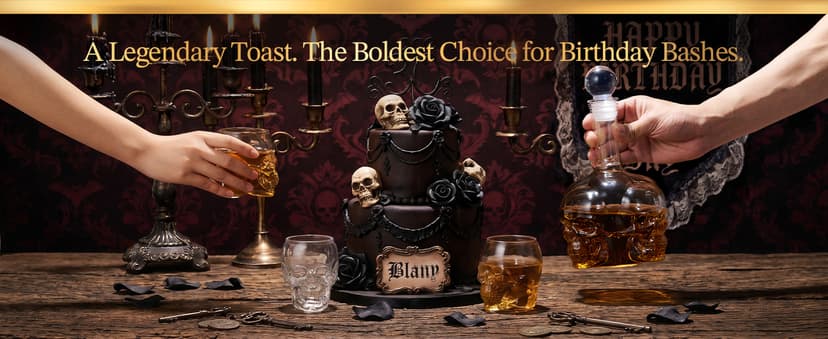Spooky Skeleton Glass Decanter, Dark Academia Home Bar Decor & Man Cave, Cool Halloween Gifts for Men & Whisky Lovers Gothic Skull Whiskey Decanter Set, 34 oz, with 2 Rocks Glasses B0HC61CTR3