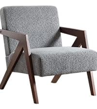 INZOY Mid Century Modern Accent Chair with Wood Frame, Upholstered Reading Armchair with Waist Cushion, Double Padded Accent Chair, Side Chair for Living Room Bedroom Office, Easy Assembly, Green