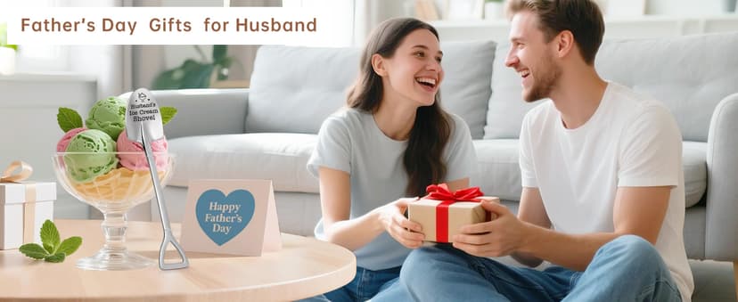 Fathers Day Husband Gifts from Wife - Funny Father's Day for Him Dad Daddy Grandpa Boyfriend Anniversary Birthday Gifts for Men, To My Husband Lover I Love You Gift Husband's Ice Cream Shovel