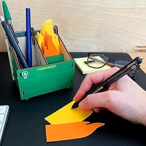 Genuine Fred Desk Dumpster Pencil Holder with 100+ Flame Note Cards, Funny 3-Compartment Organizer for Office Supplies, Desk Caddy for Work or Home