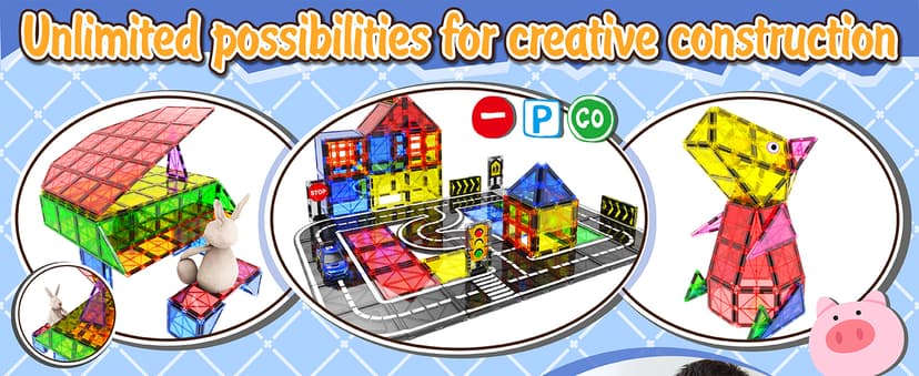 Magnetic Tiles - Road Set, Magnetic Building Blocks, Preschool Montessori Toys Gift for 3+ Year Old Boys and Girls, Sensory Christmas Toys for Kids Aged 3-5 and 4-8, Ideas for Toddler with Autism