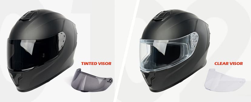 Orthrus Full Face Motorcycle Helmet for Adults Men & Women DOT Approved Motorbike Street Bike Racing Helmets with Tinted & Clear Visors (Matte Black, Large)