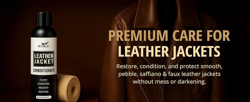 Eagle Leather Jacket Conditioner- Leather Lotion with Cloth for Boots, Jackets, Purses, Handbags & Bags – Lanolin & Natural Oils to Clean, Condition, Restore & Protect All Leather Colors