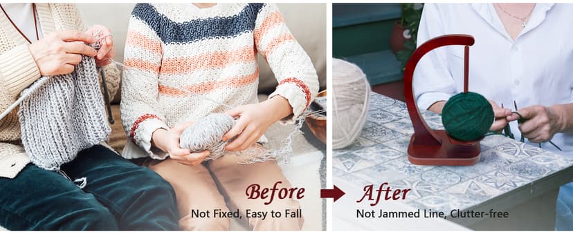 JUCPASH Yarn Holder for Crocheting and Knitting, Wooden Yarn Spinner with Magnetic Rotating Mechanism and Anti-Slip Pads, Crochet Gift for Knitting Lovers - Brown