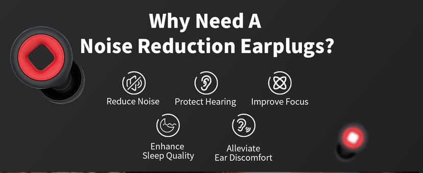 Motorcycle Ear Plugs Wind Noise,45db Moto Earplugs Riding,Motorcycle Hearing Protection,Reusable Wind Noise Cancelling Earplug for Motorbike,Touring,Racing,Riding,Sleep,Concerts (Black and Red)