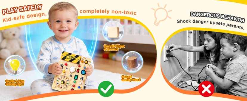 Grarain Busy Board for Toddlers - Montessori Educational Toy for 1-3 Year Old Boys & Girls | Travel-Friendly Sensory Learning Activity | Ideal for Kids with Autism(Busy Board v2) B0D2ZD6J2W
