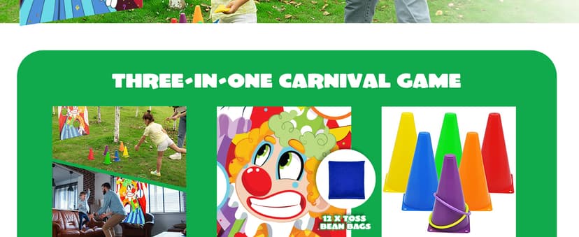JOYIN 31PCS 3 in 1 Carnival Games, Easter Ring Toss Yard Set, Bean Bags, Cones - Outdoor Toys for Toddlers & Kids, Children's Indoor Play, Family Fun, Kids Party Cornhole Set, Lawn Games