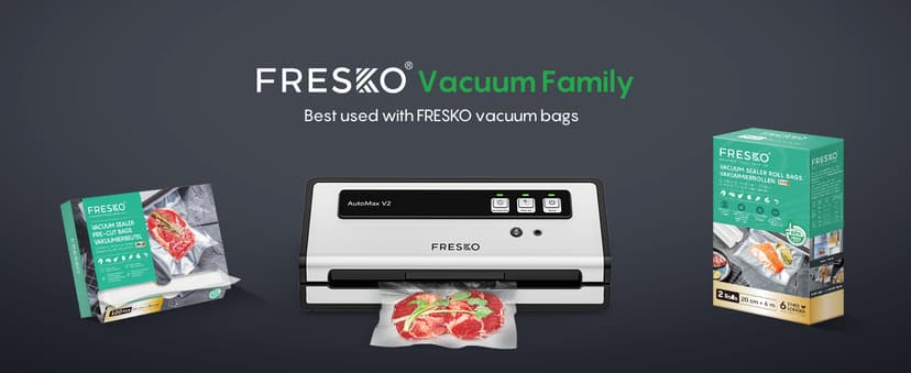FRESKO Vacuum Sealer Machine with Automatic Bag Detection, Double Heat Seal, Compact Food Sealer, Easy to Use, Starter Kit