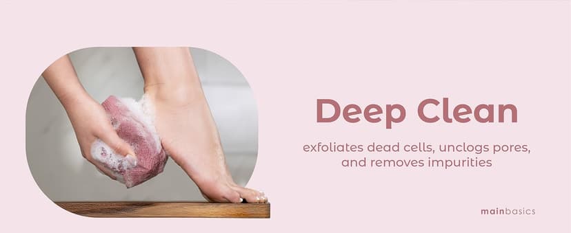 MainBasics Exfoliating Shower Towel - Japanese Nylon Bath Towel and Body Washcloth, Quick-Dry, Durable, Deep Exfoliation (Set of 3, Earthy Love)