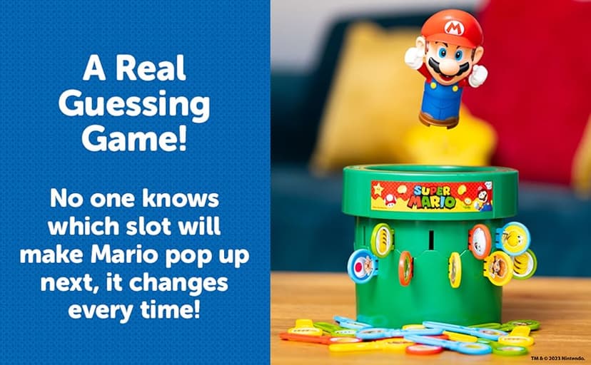 TOMY Pop Up Super Mario Board Game - Family and Preschool Games for Family Game Night - Kids Activities and Super Mario Toys - Girls and Boys Games - 2-4 Players - Ages 4 Years and Up