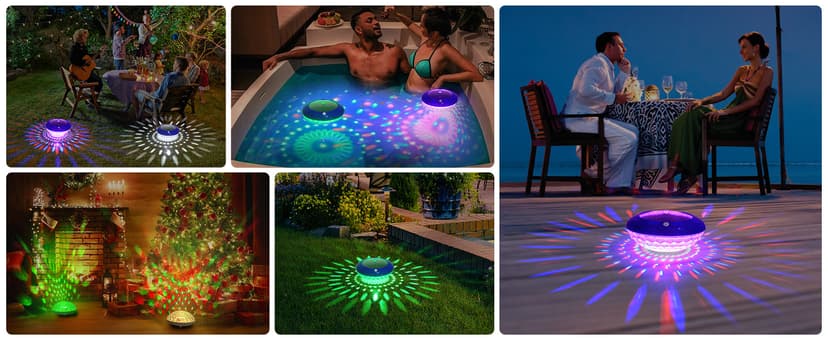 FirstE Solar Floating Pool Lights, RGB Color Changing Pool Floating Light, IP68 Waterproof LED Solar Pool Lights That Float, Hangable Auto ON Off for Above In Ground Pools Wedding Party Decoration (2)