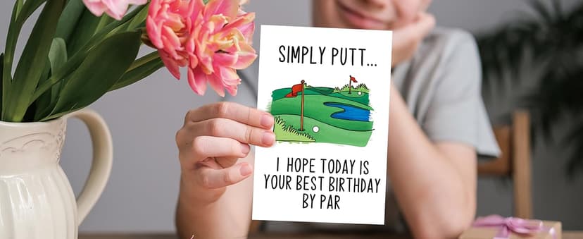 Thick 5.3in x 8in Card Stock with Premium Envelope,Blank Inside for Personal Message,Birthday Decoration for Men YiKaLus Funny Golf Birthday Card,Sports Bday Gift for Men Husband Dad B0CTQ8RQY7