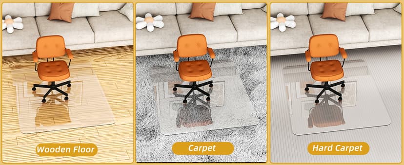 Tempered Glass Chair Mat 48" x 32",1/5" Thick for Office Desk,Rolling Chair Mat for Carpet, Odorless, Easy to Clean with 4 Non-Slip Pads for Carpet & Hardwood Floors