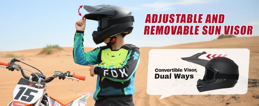 TRIANGLE Youth Kids Dirt Bike Helmet Full Face Motocross Helmet with Goggle & Gloves DOT/FMVSS-218 Approved Motorcycle Helmet