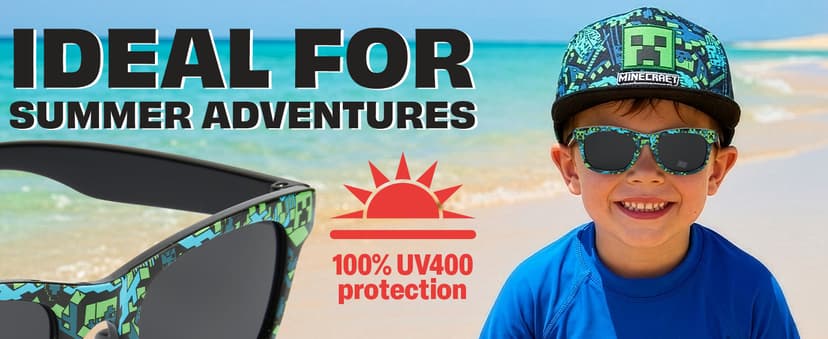 Spongebob | Minecraft | Fortnite | Super Mario | Kids Baseball Cap & Sunglasses with UV Protection, Gifts for Boys