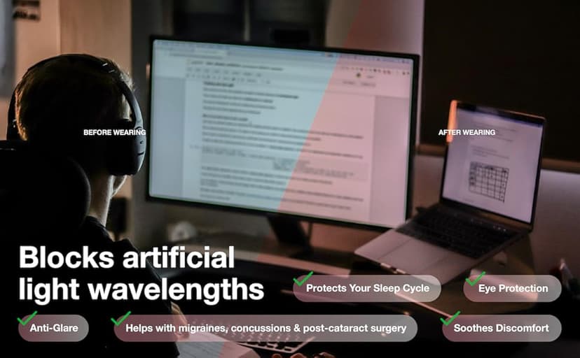 BRADDELL Indoor FL-41 Rose & Outdoor FL-60 Brown Tinted Migraine Light Sensitivity Glasses for Fluorescent LED Glare, Photophobia and Concussion (MEDIUM)