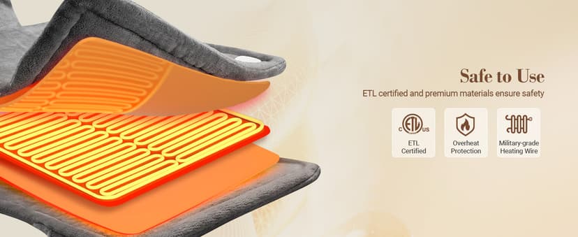 Comfier Heating Pad for Back Pain Relief, Fast Heating Pads for Back Neck and Shoulders, Electric Heated Wrap, 3 Heat Levels & 90-Mins Auto Shut Off, Birthday Gifts for Mom Dad Women Men