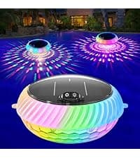 FirstE Solar Floating Pool Lights, RGB Color Changing Pool Floating Light, IP68 Waterproof LED Solar Pool Lights That Float, Hangable Auto ON Off for Above In Ground Pools Wedding Party Decoration (2)