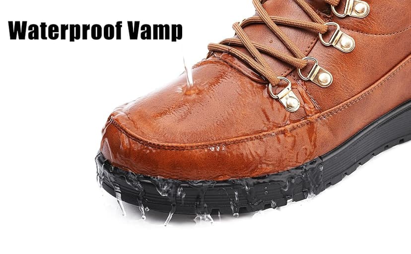 Chaoslook Womens Snow Boots Waterproof Leather Fur Lined Winter Warm Boots for Women Comfortable Platform Lace up PU Fashion Ankle Booties