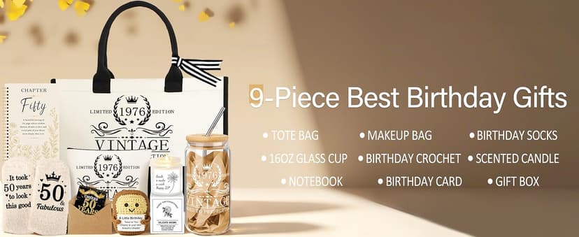 40th 50th 60th Birthday Gifts for Women Tote Bag Birthday Gifts Set for Mom Wife Sister Grandma Birthday Gifts for Her