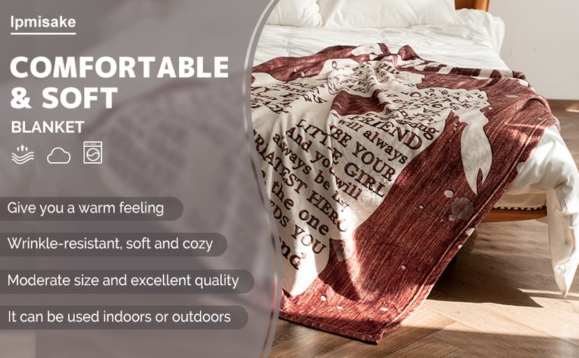 Gifts for Dad from Daughter to My Dad Blanket Best Gift for Fathers Day Birthday Christmas Valentines Day Bday Present Idea for Father Husband Men Him Healing Thoughts Throw Blanket 60''x50''