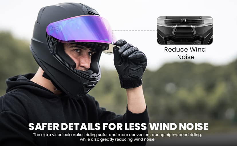 Motorcycle Helmets for Adult Men Women, Full Face Lightweight Street Bike Racing DOT Helmet with Extra Clear Visor Model AU-T801