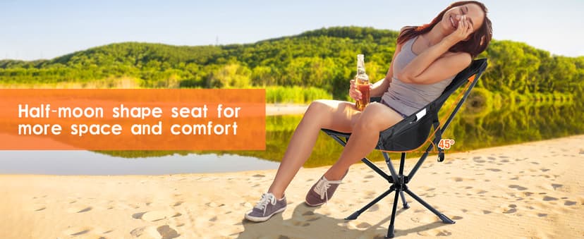 Raynesys 1 Pack Portable Camping Chair, Flexible 360° Rotation, Easy Carry, 8 Seconds Quick Setup Folding Camping Chair, 3.8Lb Lightweight Folding Chairs for Hiking, Beach, Sporting, Travel