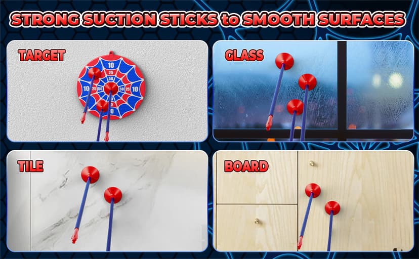 Spider Toys for Boys Age 3-4 4-6 6-8 8-12, Kids Toy BowArrow Shooting Set with Red & Blue LED Lights, Spider Quiver & Web Target, 8 Suction Cup Arrows, Toys Gifts for 3 4 5 6 7 8 9 10 12 Year Old Boys