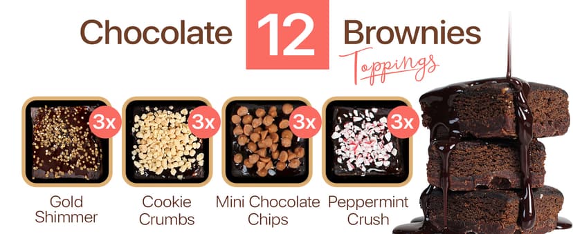 Gourmet Brownie Gift Box – 12 Assorted Rich, Chocolate Brownies Handcrafted for Freshness – Christmas Gift Basket, Holiday Gift Baskets for Women, Coworkers, Friends, Family - USA Made