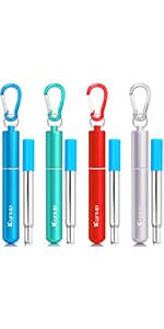 Travel Drinking Straws, Cruise Must Haves, Portable Foldable Stainless Steel Straws with Cases, Silicone Tips for Gifts Kynup Reusable Collapsible Metal Straws, Cruise Ship Essentials (4Pack) B07ZBZ6CCC