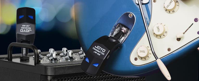 JOYO 2.4GHz Wireless Guitar System 4 Channels Rechargeable Audio Wireless Transmitter Receiver for Guitar Bass Electric Instruments (JW-03)