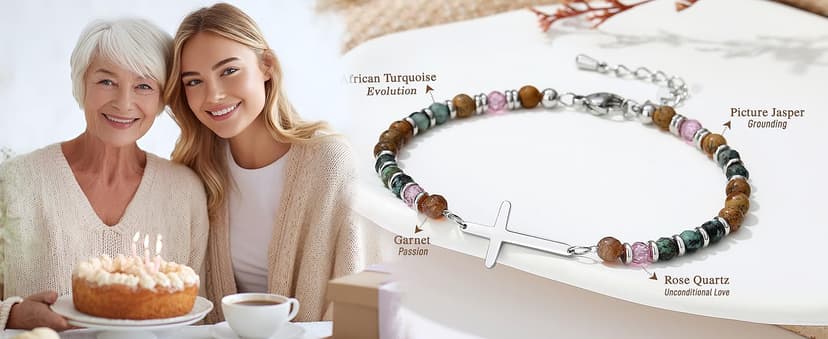 TONY & SANDY Christian Cross Bracelet for Women, Stocking Stuffers for Women, Confirmation Baptism Easter Gifts, Unique Gift for Friends Daughter Mom Sister in Christ on Birthday Christmas