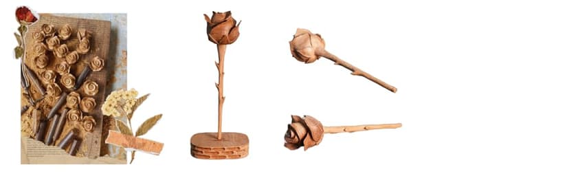 Camellia Bees Wooden Rose, Wood Anniversary Flower Gift for Valentines, Mothers Day, 5th Wedding Anniversary, Wooden Handmade Gift for Wife Husband Couple (5th Wood)