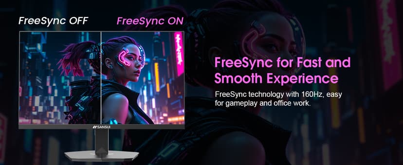 SANSUI 24" 1ms 160Hz Gaming Monitor, FHD 1080P Computer Screen, FreeSync Sync, 4000:1 Contrast, 110% sRGB, HDMI & DP Ports, VESA Mount, HDMI Cable Included