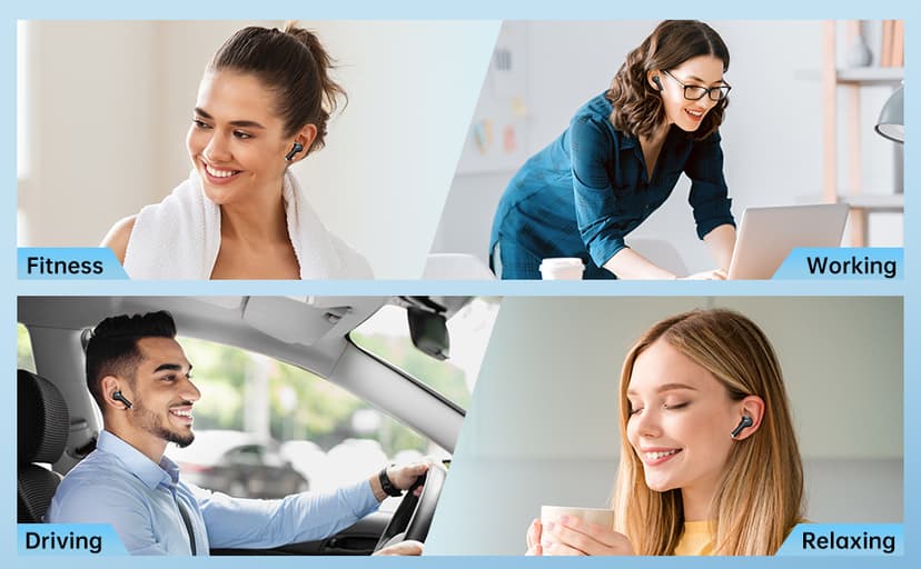 Ankriyul Wireless Earbuds, True Wireless Bluetooth Headphones with Deep Bass Stereo, Ear Buds with LED Power Display, in-Ear Earphones with Mic for iPhone/Android/iPad, Black