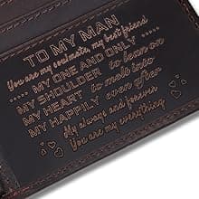 Personalized Engraved Leather Wallet for Dad Son Husband Boyfriend - Perfect for Christmas Anniversary Birthday Fathers Day Valentines Graduation Wedding - Custom Love Message Bifold Wallets for Men