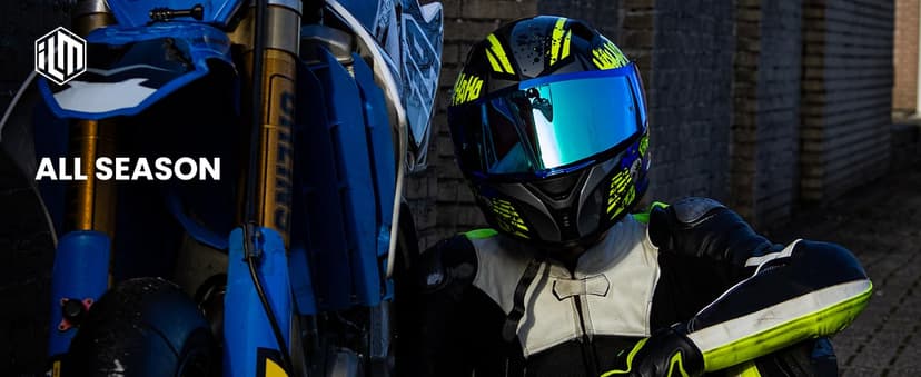 ILM Motorcycle Helmet Full Face with Pinlock Compatible Clear&Tinted Visors and Fins Street Bike Motocross Casco DOT Model Z501(Surprise Yellow, Large)