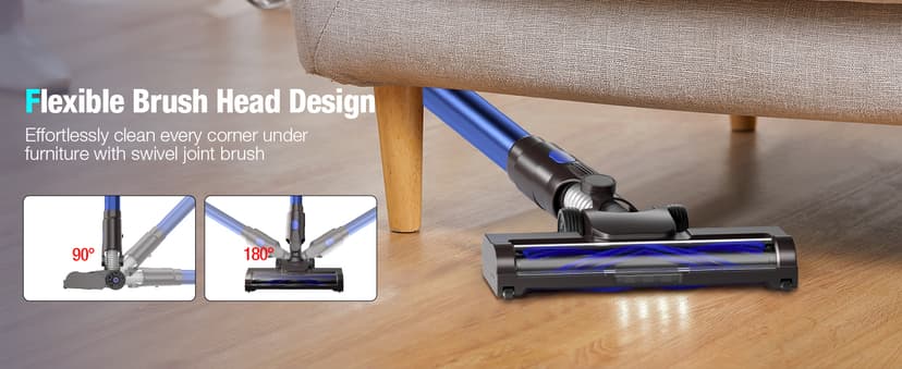 Cordless Vacuum Cleaner, 550W 45KPA 50Min Vacuum Cleaners for Home, Self-Standing Stick Vacuum with Touch Screen, 3 Power Modes, Rechargeable Battery, Handheld Vacuum for Pet Hair/Carpet/Floor