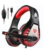 Gaming Headset for PS4, Xbox One, PC, PS5, Laptop, Mac, Nintendo Switch, 3.5MM Noise Cancelling Over Ear Headphones with Mic, Bass Surround, Soft Memory Earmuffs (Black)