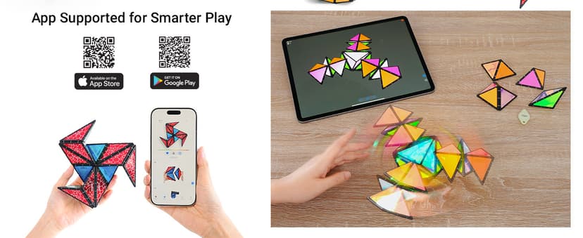 TOSY Magnet Pyramid Glow - 1 Cube Transforms into 1 Billion Shapes, 15 pcs (12 Puzzle pcs & 3 Accessories), 243 Magnets, Glowing, Christmas Stocking Stuffers Gift for Kids, Creative Puzzle STEM Toy